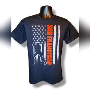 MLB San Francisco Giants Baseball  American Flag T-Shirt Men's Size Small Black
